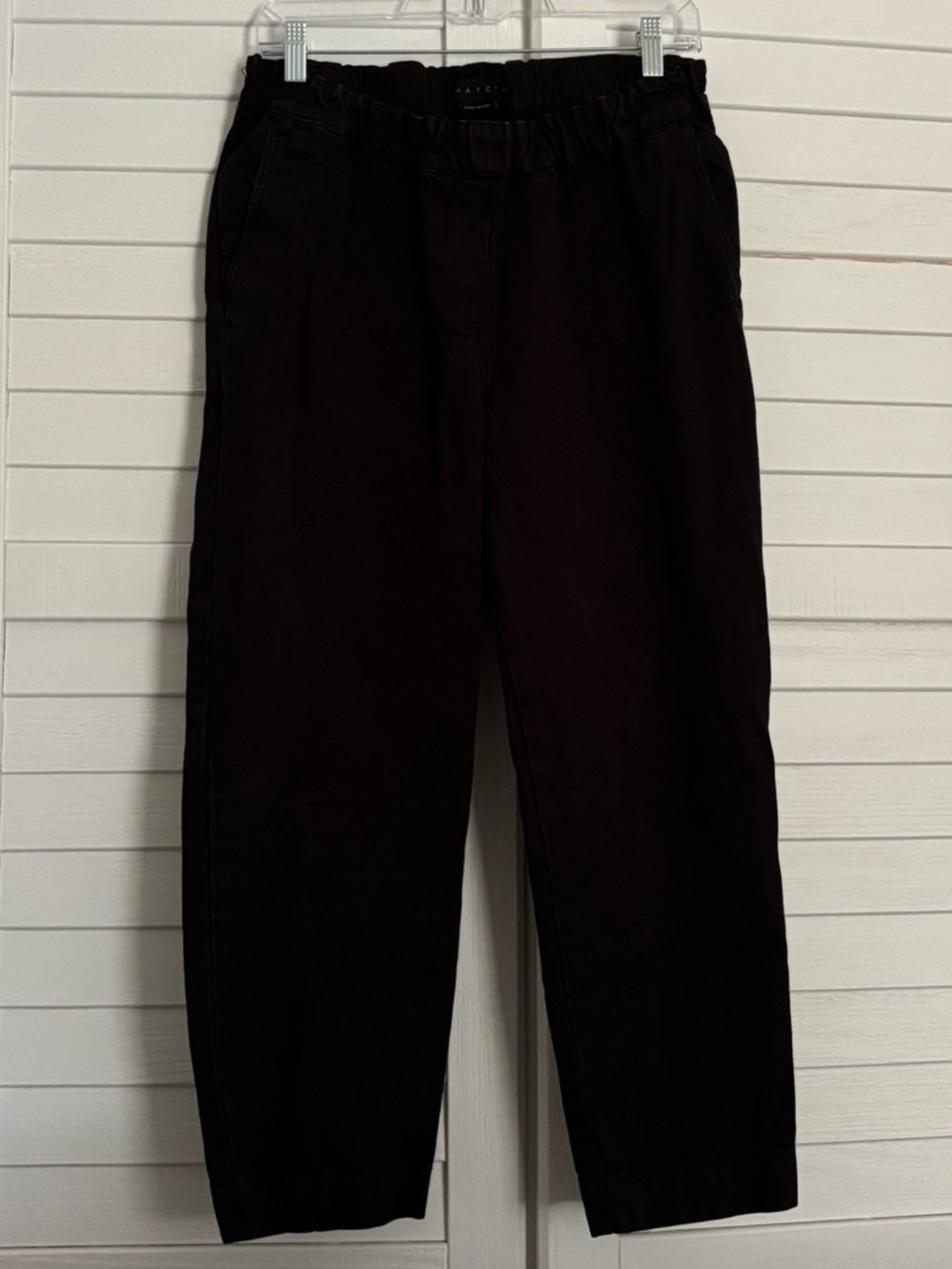 Hatch Women's Maternity Black Ankle Crop Barrel Jeans 2